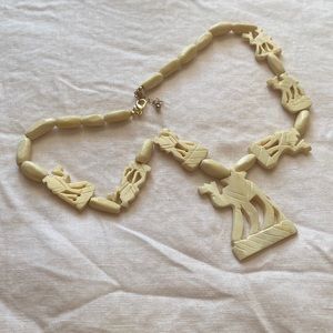 Bone beads and carved camels necklace